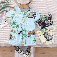 Children's Short Sleeved Set, Hawaiian Style Beach Suit, 0-4-Year-Old Boys Shirt And Shorts Two-Piece Set Lightinthebox