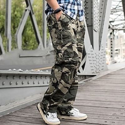 Men's Cargo Pants Cargo Trousers Camo Pants Multi Pocket Straight Leg Camouflage Wearable Outdoor Daily Going out Fashion Casual Army Green Lightinthebox