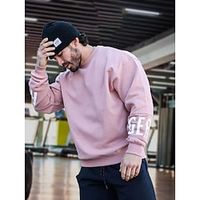 Men's Sweatshirt Pullover Long Sleeve Top Athletic Athleisure Winter Cotton Thermal Warm Breathable Soft Running Jogging Training Sportswear Activewear Black Pink Khaki Lightinthebox - thumbnail