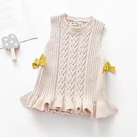 Kids Girls' Sweater Long Sleeve Beige Solid Color Ruched Ruffle Indoor Outdoor Adorable Cute 3-6 Years Lightinthebox - thumbnail