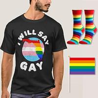 LGBT LGBTQ T-shirt Pride Shirts with 1 Pair Socks Rainbow Flag Set Will Say Gay Florida Funny Queer Lesbian Gay T-shirt For Couple's Unisex Adults' Pride Parade Pride Month Party Carnival Lightinthebox