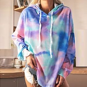 Women's Pullover Hoodie Sweatshirt Tie Dye Print Daily Sports 3D Print Active Streetwear Hoodies Sweatshirts  Green Blue Purple Lightinthebox