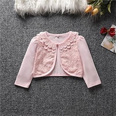 Kids Girls' Cardigan Solid Color School Long Sleeve Button Active 7-13 Years Spring White Pink Lightinthebox