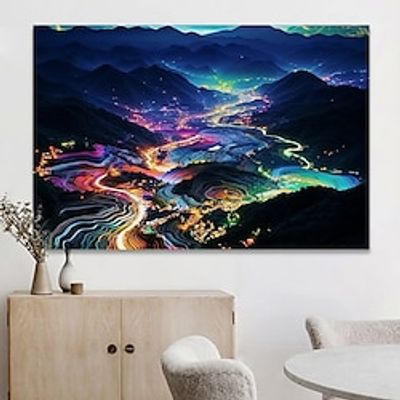 Landscape Wall Art Canvas City Lights at Night Prints and Posters Pictures Decorative Fabric Painting For Living Room Pictures No Frame miniinthebox Landscape Wall Art Canvas City Lights at Night Prints and Posters Pictures Decorative Fabric Painting For Living Room Pictures No Frame miniinthebox