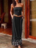 Calico Tube Top Ruched Sleeveless Maxi Dress - thumbnail