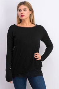 Womens Tonie Lace Insert Pullover Top  Black
