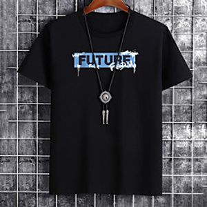 Men's Unisex Tee T shirt Hot Stamping Graphic Prints Letter Plus Size Print Short Sleeve Casual Tops Cotton Basic Fashion Designer Big and Tall White Black Khaki miniinthebox