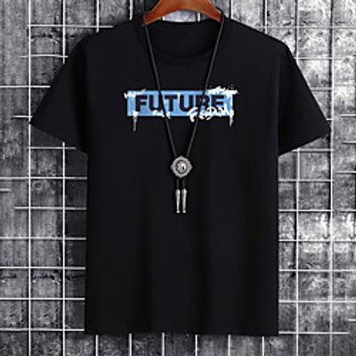 Men's Unisex Tee T shirt Hot Stamping Graphic Prints Letter Plus Size Print Short Sleeve Casual Tops Cotton Basic Fashion Designer Big and Tall White Black Khaki miniinthebox