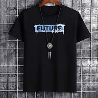 Men's Unisex Tee T shirt Hot Stamping Graphic Prints Letter Plus Size Print Short Sleeve Casual Tops Cotton Basic Fashion Designer Big and Tall White Black Khaki miniinthebox - thumbnail