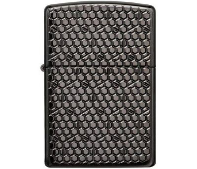 Zippo 49021 150 Hexagon Design High Polish Black Windproof Lighter