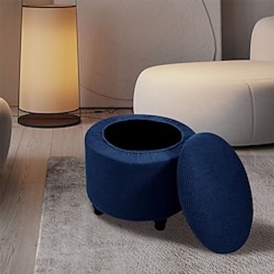 Ottoman Cover Round, Stretch Footstool Slipcover, Solid Color Stool Protector Cover with Elastic Bottom, Round Dustproof Removable Washable Footrest Pouffe Covers miniinthebox