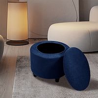 Ottoman Cover Round, Stretch Footstool Slipcover, Solid Color Stool Protector Cover with Elastic Bottom, Round Dustproof Removable Washable Footrest Pouffe Covers miniinthebox - thumbnail