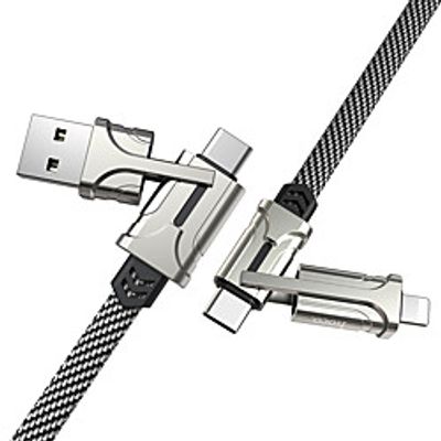 HOCO USB C to Lightning USB C to USB C Cable All-In-1 Quick Charge 3 A 1.2m(4Ft) Zinc Alloy For Samsung Xiaomi Huawei Phone Accessory miniinthebox