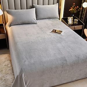 Bed Sheets Extra Soft Luxurious Bedding Full Size,Solid Color Flannel Fitted Sheet, Winter Super Soft Velvet Mattress Cover Bed Sheet with Elastic Band Lightinthebox