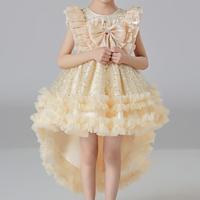 Kids Girls' Party Dress Sequin Sleeveless Wedding Special Occasion Sequins Mesh Zipper Adorable Sweet Cotton Polyester Asymmetrical Party Dress Summer Spring Fall 4-13 Years Champagne Pink Lightinthebox