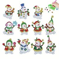 11pcs, Christmas DIY Diamond Painting, Wall Stickers, Handmade Stickers, Cartoon Christmas Snowman Crystal Rhinestone, Cute Aesthetic Stuff, Unusual Items, Christmas Decorations, Carnival Games Lightinthebox - thumbnail