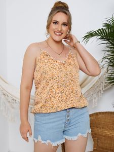 YOINS Plus Size V-neck Calico Spaghetti Strap Sleeveless Cami