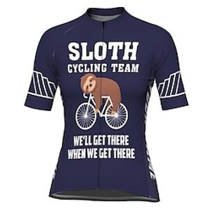 21Grams Women's Short Sleeve Cycling Jersey Sloth Bike Top Mountain Bike MTB Road Bike Cycling Dark Navy Spandex Polyester Breathable Quick Dry Moisture Wicking Sports Clothing Apparel / Athleisure miniinthebox