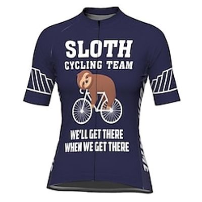 21Grams Women's Short Sleeve Cycling Jersey Sloth Bike Top Mountain Bike MTB Road Bike Cycling Dark Navy Spandex Polyester Breathable Quick Dry Moisture Wicking Sports Clothing Apparel / Athleisure miniinthebox