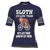 21Grams Women's Short Sleeve Cycling Jersey Sloth Bike Top Mountain Bike MTB Road Bike Cycling Dark Navy Spandex Polyester Breathable Quick Dry Moisture Wicking Sports Clothing Apparel / Athleisure miniinthebox - thumbnail
