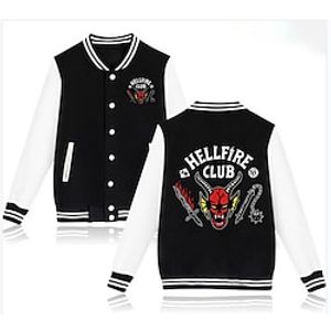 Inspired by Stranger Things Hellfire Club Eddie Munson Outerwear Back To School Polyster Anime Zipper Printing Coat For Men's  Women's  Couple's Lightinthebox