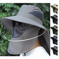 fishing sunscreen hat men's summer sunscreen mask face fisherman hat sun hat outdoor straw hat cool sun hat Lightinthebox - thumbnail