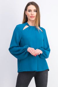 Womens Twist-Neck Cutout Top  Blue Firth