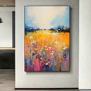Large Painting Flowerfield acrylic painting Handpainted Colorful Artwork Vertical painting for Home Wall Art Canvas No Frame Lightinthebox