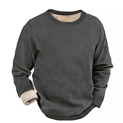 Men's Sweatshirt Sherpa Linend Black White Red Gray Crew Neck Plain Sports  Outdoor Daily Holiday Streetwear Casual Thin fleece Fall  Winter Clothing Apparel Hoodies Sweatshirts  Long Sleeve Lightinthebox