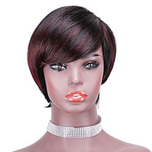 Straight Human Hair Wigs with Bangs Short Non Lace Human Hair Wig Full Machine Wigs 150% Density 8 Inch Brazilian Human Hair Capless Wigs for Black Women 99J Lightinthebox