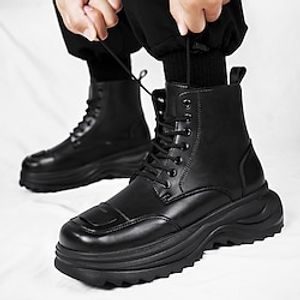 Men's Boots Biker boots Platform Boots Combat Boots Sporty Casual British Outdoor Daily PU Warm Comfortable Booties / Ankle Boots Lace-up Black Fall Winter miniinthebox