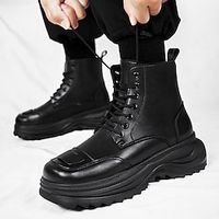 Men's Boots Biker boots Platform Boots Combat Boots Sporty Casual British Outdoor Daily PU Warm Comfortable Booties / Ankle Boots Lace-up Black Fall Winter miniinthebox - thumbnail