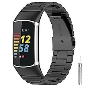 Metal Bands for Fitbit Charge 5, Stainless Steel Watch Bands Adjustable Wristband Replacement Smartwatch Strap for Fitbit Charge 5 (Black) Lightinthebox