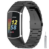 Metal Bands for Fitbit Charge 5, Stainless Steel Watch Bands Adjustable Wristband Replacement Smartwatch Strap for Fitbit Charge 5 (Black) Lightinthebox - thumbnail