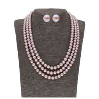 Sri Jagdamba Pearls 3 Line 8-9MM Round Pearl Set - JPJUN-20-265 - thumbnail