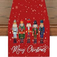 Christmas Nutcracker Merry Xmas Table Runner, Seasonal Winter Holiday Kitchen Dining Table Decoration for Indoor Outdoor Home Party Decor Christmas Decoration miniinthebox - thumbnail