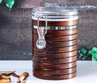 Royalford CherryWood Acrylic Canister 790 ml Brown - RF8222