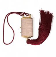 Dolce Gabbana Pink Exotic Leather Mini Mirror Tassel Makeup Bag (BAG1276) - thumbnail