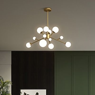 Luxury Industrial Chandelier 678594cm 91215Light Source Glass Spherical Pendant Light Creativity Pendant Light Adjustable Height Ceiling Light for Dining Room Living Room-Golden Lightinthebox