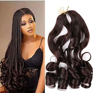 Loose Wavy Braiding Hair 6 Pack French Curles Crochet braid hair 75g/pack Synthetic Hair Extensions Pre Stretched Bouncy Braiding Hair For Black Women 22inch 6packs miniinthebox