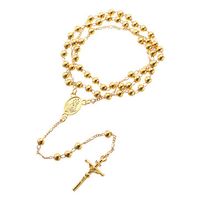 Golden Beads Cross Y-Neck Necklace