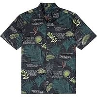 Men's Shirt Summer Hawaiian Shirt Letter Graphic Prints Leaves Turndown Black Green Outdoor Street Short Sleeves Button-Down Print Clothing Apparel Tropical Fashion Hawaiian Designer miniinthebox - thumbnail