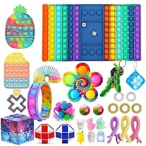 30 pcsSquishy Fidget Sensory Toys Christmas With Autism And Anxiety Sensory Reliver Shrink Tube Toys for Adult Push Squeeze Pea Toys miniinthebox