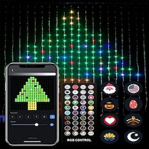 Starfire 1set Led Display Curtain Lights 400 Pcs Led Lights 144 Presets Holiday Animation App Control Window Fairy Lights Bedroom Party Wedding Outdoor Interior Decoration Lightinthebox