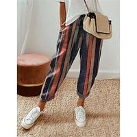 Women's Chinos Cotton Floral Stripe White Blue Streetwear High Waist Long Street Daily Wear Summer Spring Lightinthebox