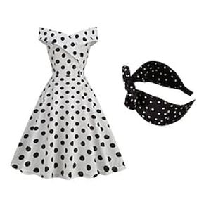 Audrey Hepburn Retro Vintage 1950s Elegant Dress Swing Dress Flare Dress Women's Off Shoulder Costume Vintage Cosplay Party Event  Party Prom Sleeveless Knee Length Fit  Flare Dress Masquerade Lightinthebox