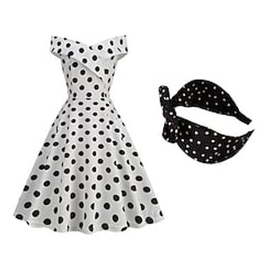 Audrey Hepburn Retro Vintage 1950s Elegant Dress Swing Dress Flare Dress Women's Off Shoulder Costume Vintage Cosplay Party Event  Party Prom Sleeveless Knee Length Fit  Flare Dress Masquerade Lightinthebox