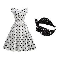 Audrey Hepburn Retro Vintage 1950s Elegant Dress Swing Dress Flare Dress Women's Off Shoulder Costume Vintage Cosplay Party Event  Party Prom Sleeveless Knee Length Fit  Flare Dress Masquerade Lightinthebox - thumbnail