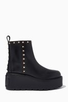 Valentino Garavani Rockstud Uniqueform Flatform Ankle Boots in Calfskin Valentino Garavani Rockstud Uniqueform Flatform Ankle Boots in Calfskin