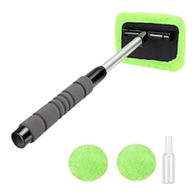 Microfiber Car Window Cleaning Tool With Extendable Handle Washable Reusable Cloth Pad Head Auto Interior Exterior Glass Wiper Car Glass Cleaner Kit Lightinthebox
